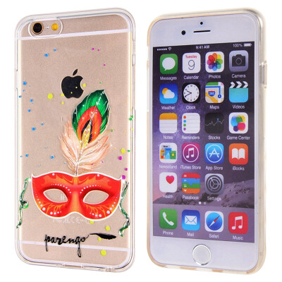 

MOOCASE Multicolored Shining Plumage Mask Pattern Transparent TPU Case Cover For iPhone 6 4.7''Color 6/iPhone 6 Plus 5.5