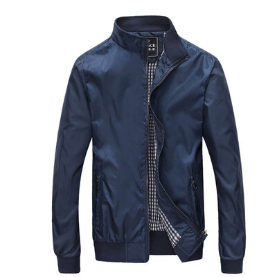 

New Hot Men's Thin Jacket Slim stand Collar Zipper Casual Basic Short Coat
