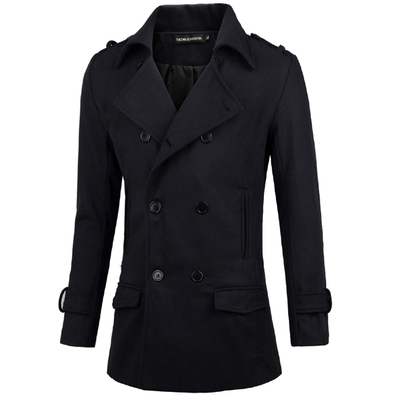 

Zogaa New Mens Wind Coat Wool Slim Double-breasted