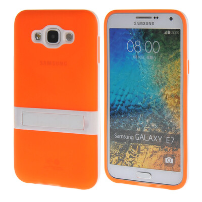 

MOONCASE Galsxy Е7 Дело Желе Цвет силиконовый гель ТПУ Тонкий с подставкой обложка чехол для Samsung Galsxy E7 оранжевый