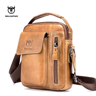 

BULLCAPTAIN Genuine Leather Men Messenger Bag Casual Crossbody Bag Business Mens Handbag Bags for gift brand shoulder bag