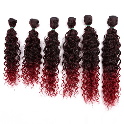 

14-18inch Jerry Curly Hair Weave Synthetic Sew in Hair Extensions Ombre brownBlondeBurgundry Bundles 6pcspack Golden Beauty