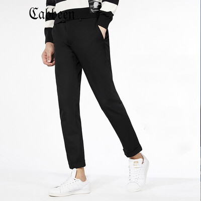 

Carbine mens slim waist black casual pants trousers youth personality feet pants trend 2017 autumn&winter paint black 11 56190XXXL