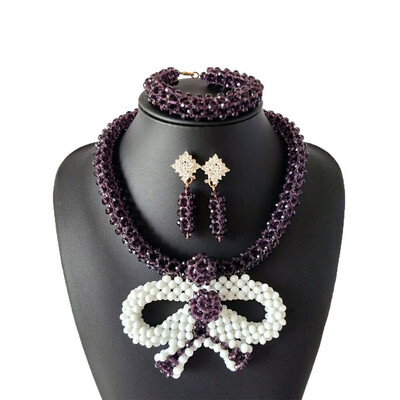 

New listing Blue White Ccolor Womans Wedding Jewelry Sets African Crystal Beads Jewelry Set Bridal African Beads Jewelry Sets