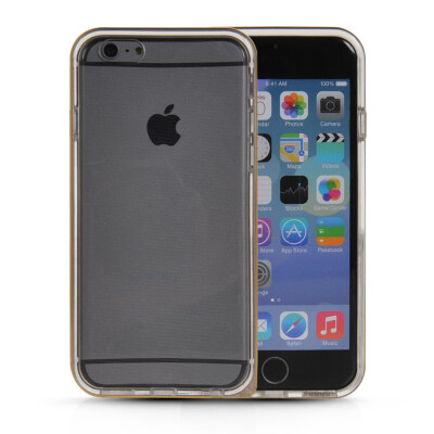 

MOONCASE Bumper Frame + Soft Flexible Silicone Gel TPU Skin Shell Back Case Cover for Apple iPhone 6 (4.7 inch ) Gold