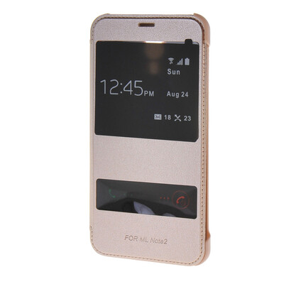 

MOONCASE Case for Meizu M2 Note Meilan Note2 Ultra Slim View Window Flip Leather Case Cover Gold