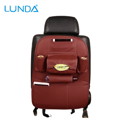 

LUNDA Leather Car Seat Back Folding Portable Storage Bag Multi-Use Car Organizers Black Car Portable Storage Bags Car Organizer Tr