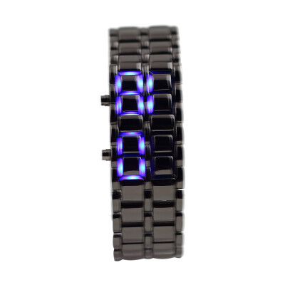 

New Blue LED Mens Lava Style Iron Samurai Metal Watch N3