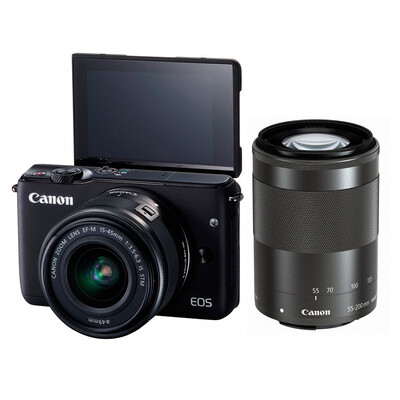 

Canon EOS M10 miniature single electric double head kit black EF-M 15-45mm & EF-M 55-200mm