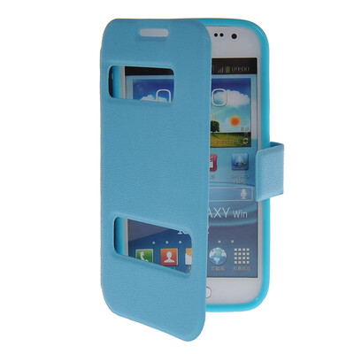 

MOONCASE View Window Leather Side Flip Pouch Stand Shell Back ЧЕХОЛ ДЛЯ Samsung Galaxy Win I8552 Blue