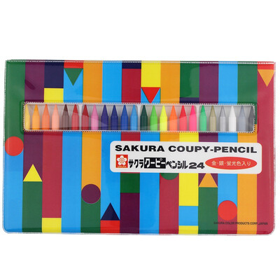

Cherry Sakura plastic crayon Coupy24 color suit with gold&silver&5 kinds of fluorescent color professional painting non-stick hand Japanese imports