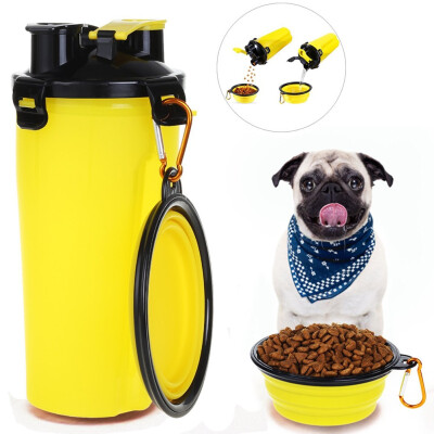 

Travel Pet Water Bottle Dog Water Dispenser with Collapsible Bowl 2 in 1 Portable Small Animals Food Container Suitable for Outdoo