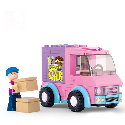 

childs kids wooden car dolls house accessories pretend play brand new Kids Bricks Toy Pinky Girls Series Dinning Car Kid Buildin