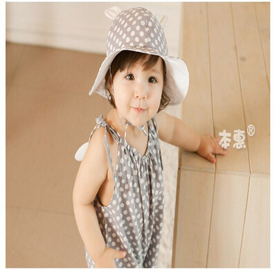 

Buebos Ninos Summer Baby kids Sunhat Catoon Molding Polka Dot Floppy Flap Cap