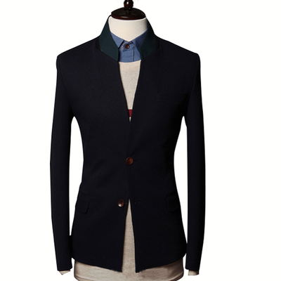 

Zogaa New Mens Suit Fashion Contrast Color Stand Collar