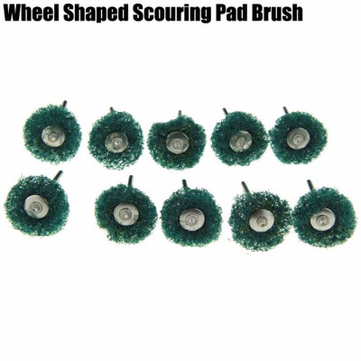 

10PCS Wheel Shaped Mini Rotary Polishing Scouring Pad Brush with Handle