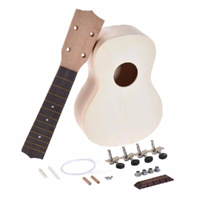 

21in Soprano Ukelele Ukulele Hawaii Guitar DIY Kit Maple Wood Body & Neck Rosewood Fingerboard with Pegs String Bridge Nut