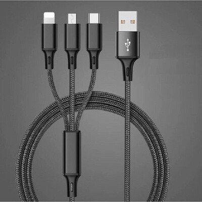 

Multi 3 in 1 USB Charger Cable Cord Micro USB Type C For Apple Android Phone