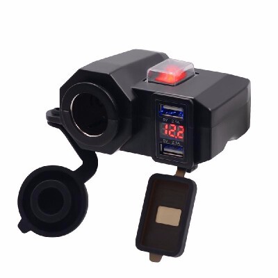 

Waterproof USB Charging Socket Motorcycle Handlebar Clamp Power Adapter USB Charging System with Cigarette Butt