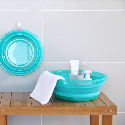 

Xin Yan folding basin outdoor travel creative portable wash basin retractable baby basin fishing bubble basin small blue