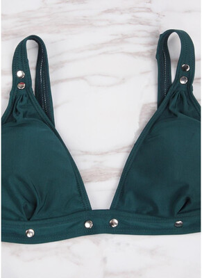 

2018 Rivet Cut Out Tie Padded Bikini Set