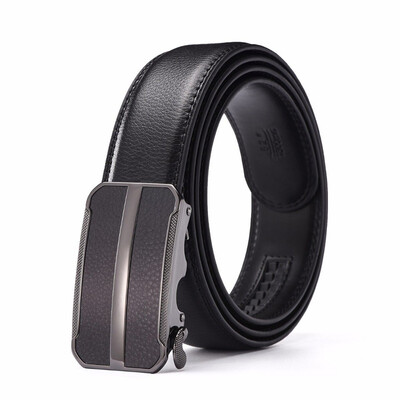 

XHtang Mens Belt Genuine Leather Automatic Buckle belt For Waistband Ratchet Strap Black Leather Belt Designer Belt For Jeans Gift