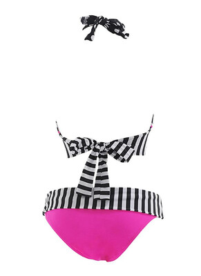 

2018 Sexy Dot Stripe Print Halter Swimsuit