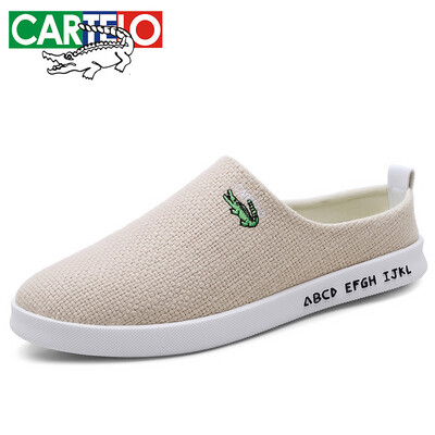 

Cartier crocodile CARTELO breathable linen baotou lazy soft bottom non-slip casual sandals&slippers male KDL1301 sea blue 40