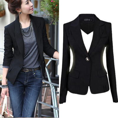 

Fashion Casual Slim Suit Women Blazer Coat Jacket Outwear Black