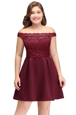 

Vestido De Festa Prom Dresses 2018 Cut out Lace cheap plus size party dresses Off the Shoulder Short Prom Dress Robe De Soiree