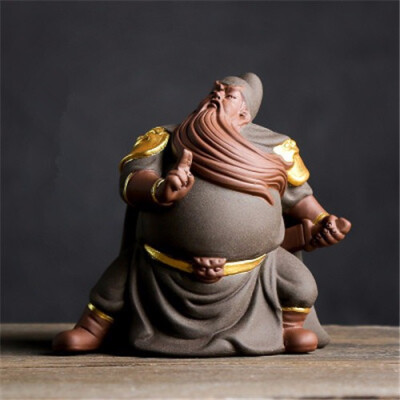 

Chinese style purple sand tea pet three kingdoms home decoration figurines creative handicraft tea accessories