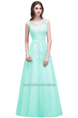 

New Arrival Lace Embroidery Long Prom Dresses Pink Sheer Back Pearls Formal Evening Party Dresses