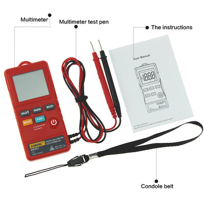 

AN301 mini digital multimeter 1999 calculation RMS card type AC DC voltmeter resistance meter tester with LED lights