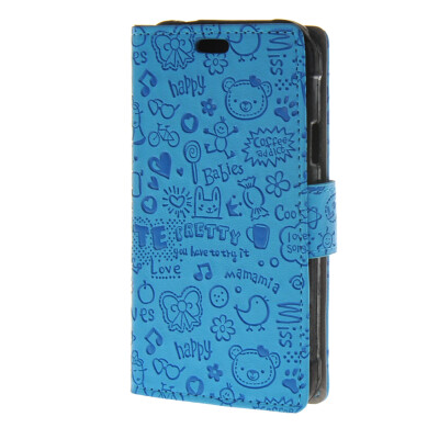 

MOONCASE Little Witch Leather Flip Wallet Card Slot Stand Back Case Cover for Samsung Galaxy Xcover 3 SM-G388F Blue