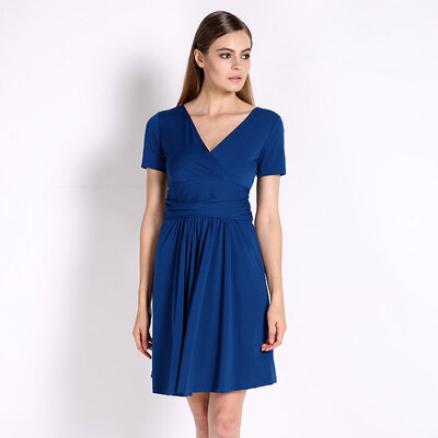 

New Elegant Womens Dress V Neck Short Sleeve Knee Lenght Tunic