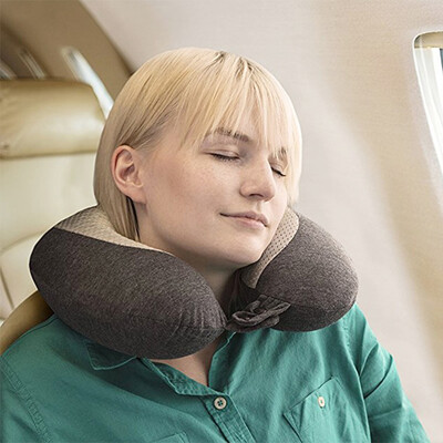 

TRAVELON gel U-shaped pillow slow rebound memory cotton neck pillow travel outdoor office napping pillow pillow double neck pillow 13359 black with gray 530