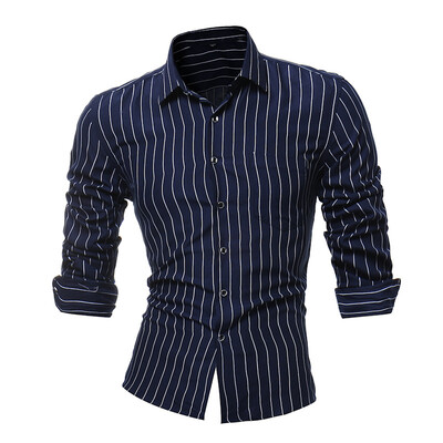 

Spring Mens Long Sleeve Striped Shirt