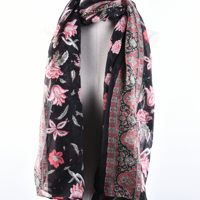 

Guttavalli Women Fashion Flowers Viscose Scarf Soft Summer Chevron Long Shawl Romantic Stripes Geometric Floral Scarves Wraps
