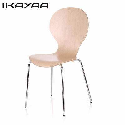 

2PCSSet of 2 Stackable Pisa Bentwood Dining Chair Stool Round Shell Shaped W Chromed Iron Legs Solid Birch Wood 150KG Capacity