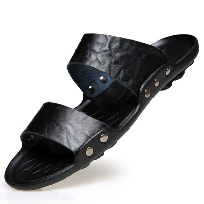 

2018 Summer New Style Fashion Leather Sandals Slip Plus Size Sandals&Slippers Beach Shoes