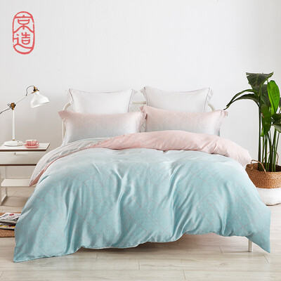 

JINGZAO Silk beddings Skin soft Floral print Set of 4