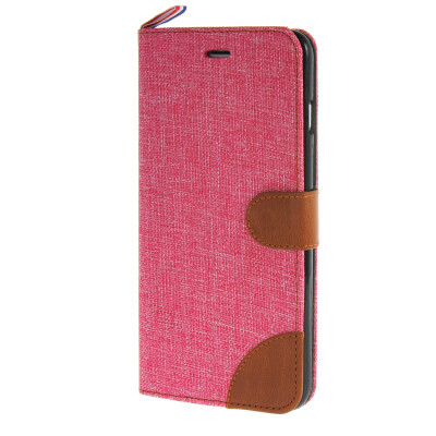 

MOONCASE Denim Style Flip Wallet Card Pouch Bracket Back Case Cover for Apple iPhone 6 Plus (5.5") Hot pink