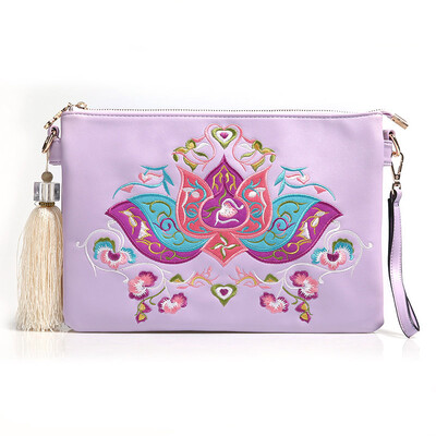 

2016 New leather floral ethnic embroidery embroidered bags national trend women clutch flap shoulder bags famous brand purse
