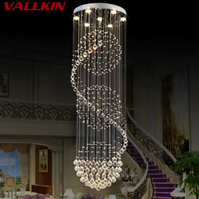 

Modern LED Spiral Crystal Chandelier Lighting for Foyer Stair Staircase Bedroom Hotel HallCeiling Suspension Chandeliers Lamp