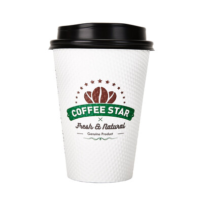 

OTOR 240ml380ml Disposable Paper Cup with Cover for Hot Drink Milk Tea Coffee Thickend Corrugated Double-Paper Cup 100pcs