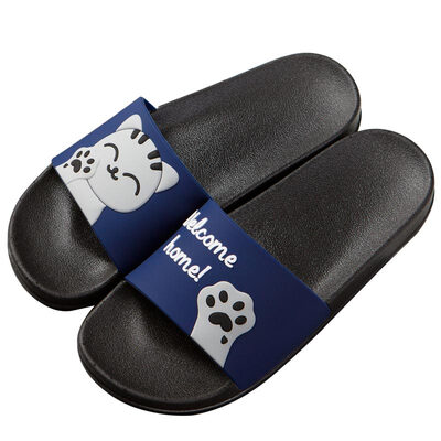 

Lovers couple slippers cute cat home indoor non-slip bathroom sandals red 39 code LJ702