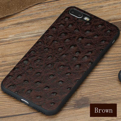 

Genuine Leather Phone Case For iPhone 7 8 Plus Ostrich Texture Back Cover For X 6 6S Plus Cases