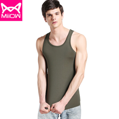 

Cat Man MiiOW Vest Mens Vest Summer Sports Comfortable Top Half Sleeve Slim Sleeve Bottoming Shirt T-Shirt Thin Four Colors Optional Olive Green L