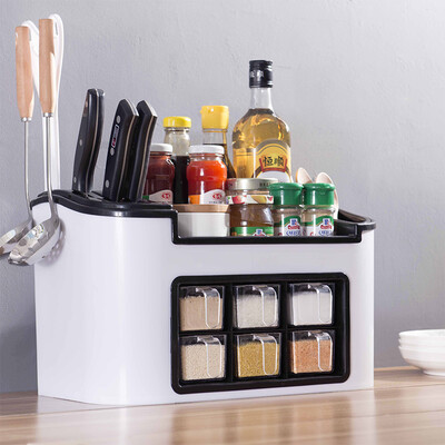 

Visitor FK multi-function kitchen rack seasoning box finishing box combination plastic storage box spice box storage box sauce storage rack white