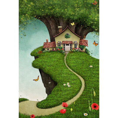 

Nice Tree House Photo Backdrop 57FT Vinyl Fabric Cloth Digital Printing Birthday Background S-3064